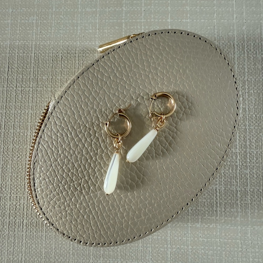 Brinker + Eliza Gold Hoops with White Drops